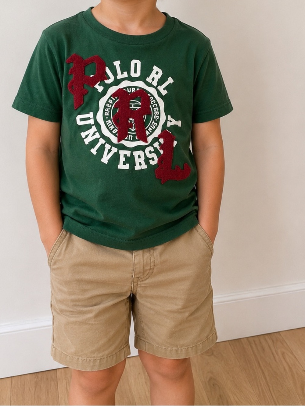 Polo Ralph Lauren Boys Size 6 Green Varsity Graphic T-Shirt Appliqué